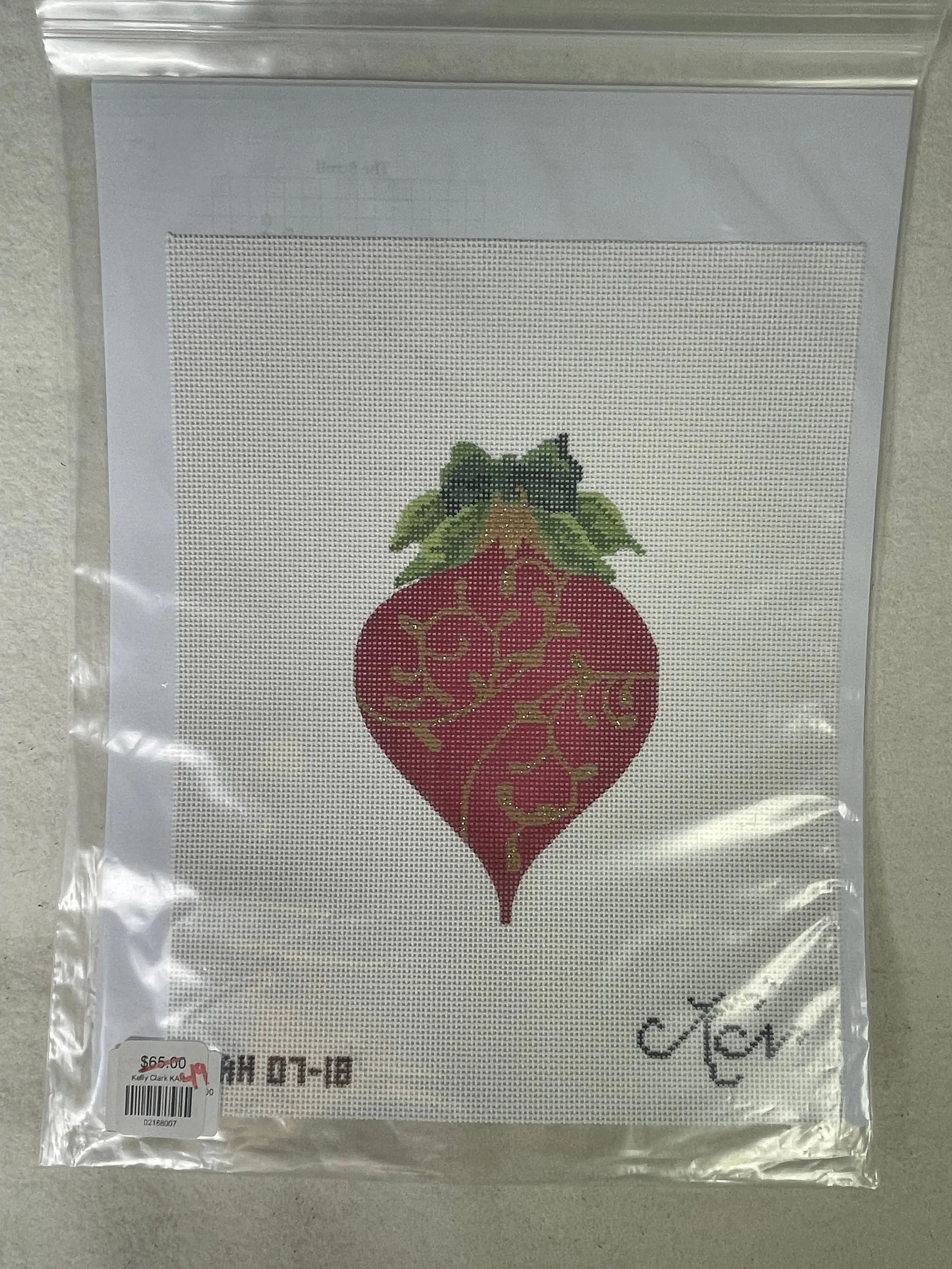* SALE / Kelly Clark KAH 7-18 July Ruby Heritage Ornaments Canvas and Stitch Guide