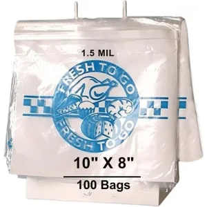 10X8 inches Deli Bags Slide Seal Printed Fresh To Go One Color 1.5 Mil LDPE