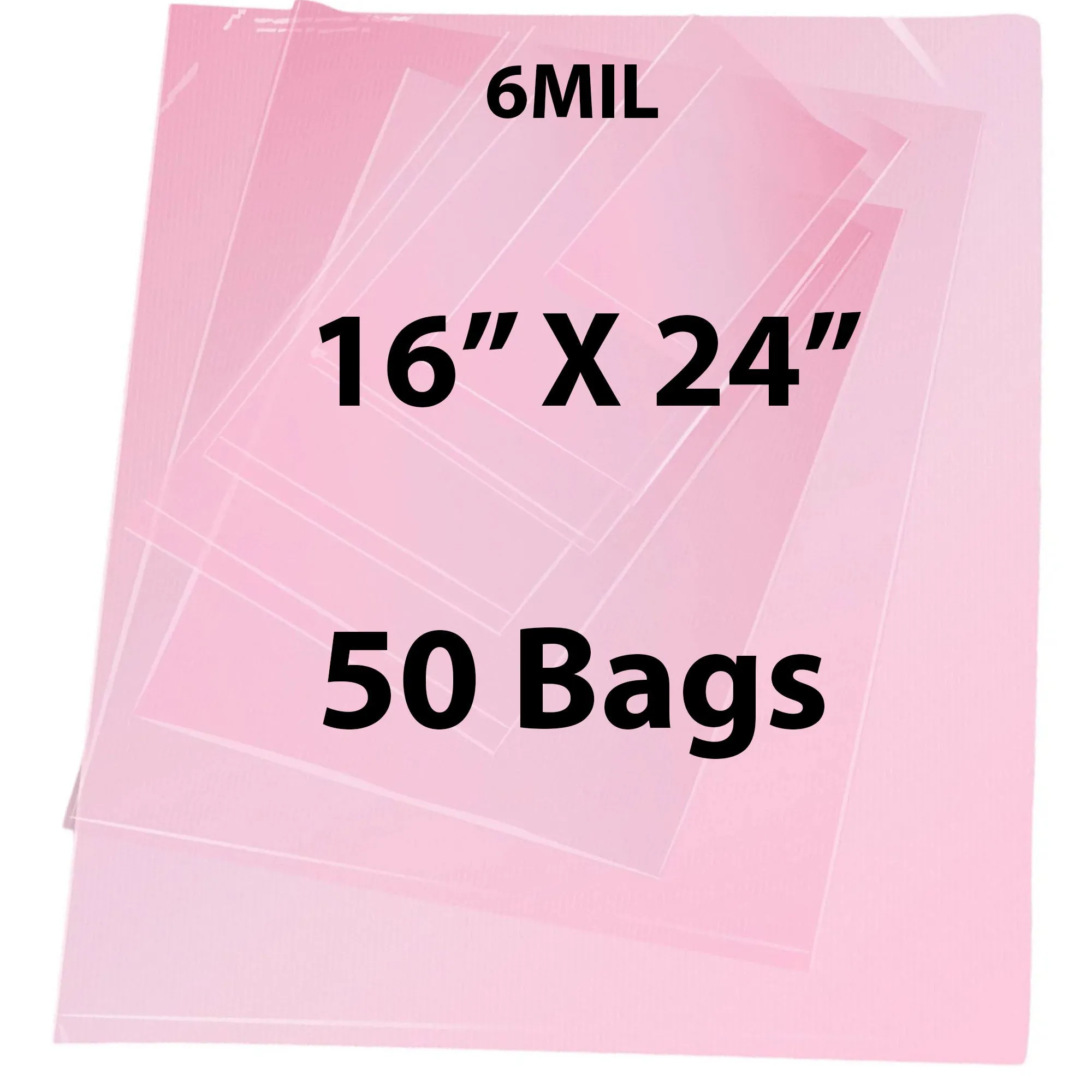 16X24 inches Pink Anti Static Bags 6 Mil Flat