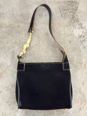 1995 Barry Kieselstein-Cord Alligator Adornment Suede Bag