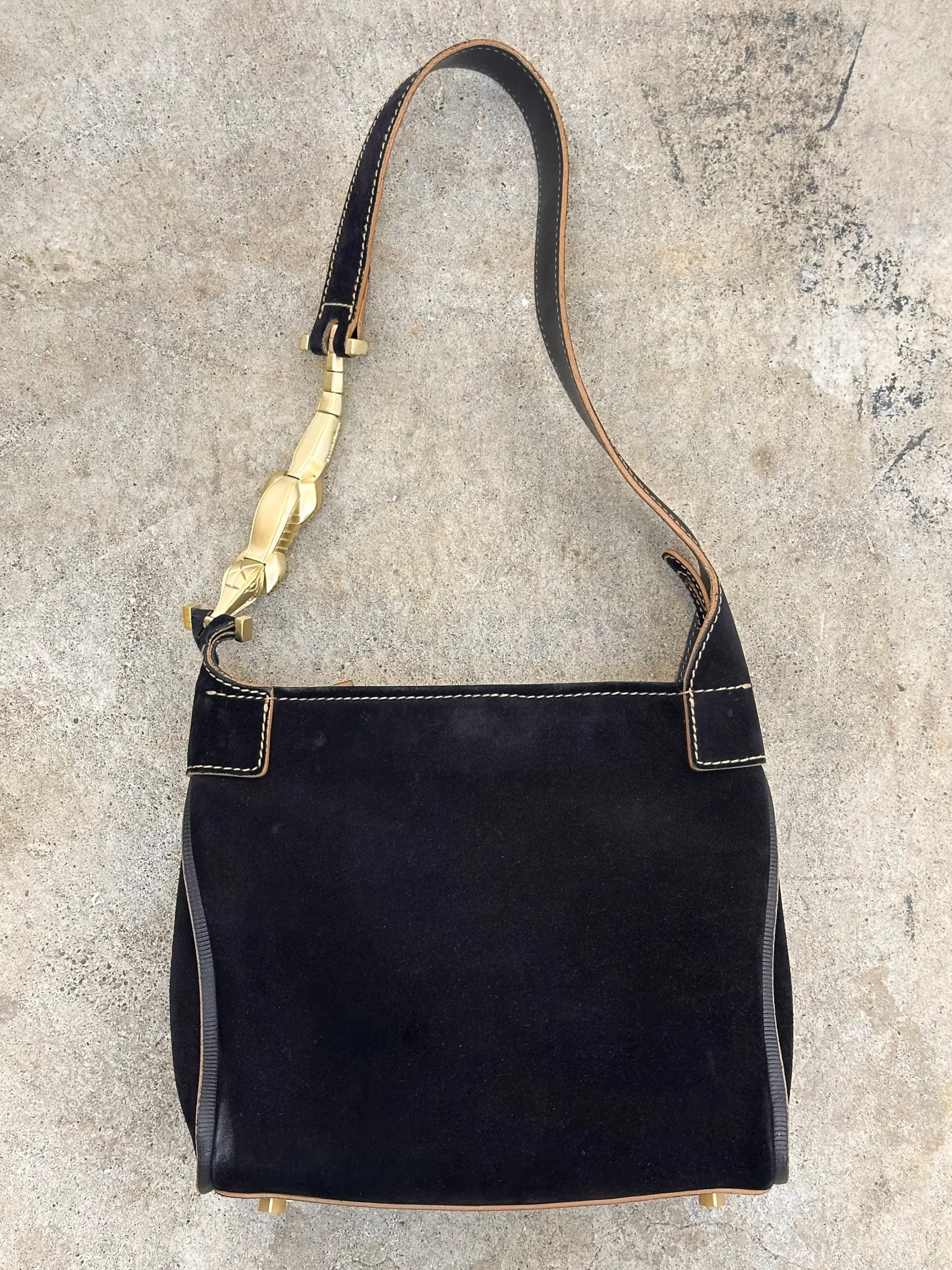 1995 Barry Kieselstein-Cord Alligator Adornment Suede Bag