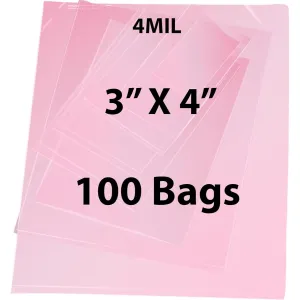 3X4 inches Pink Anti Static Bags 4 Mil Flat