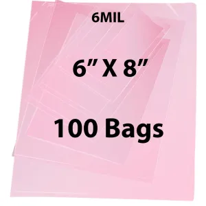 6X8 inches Pink Anti Static Bags 6 Mil Flat