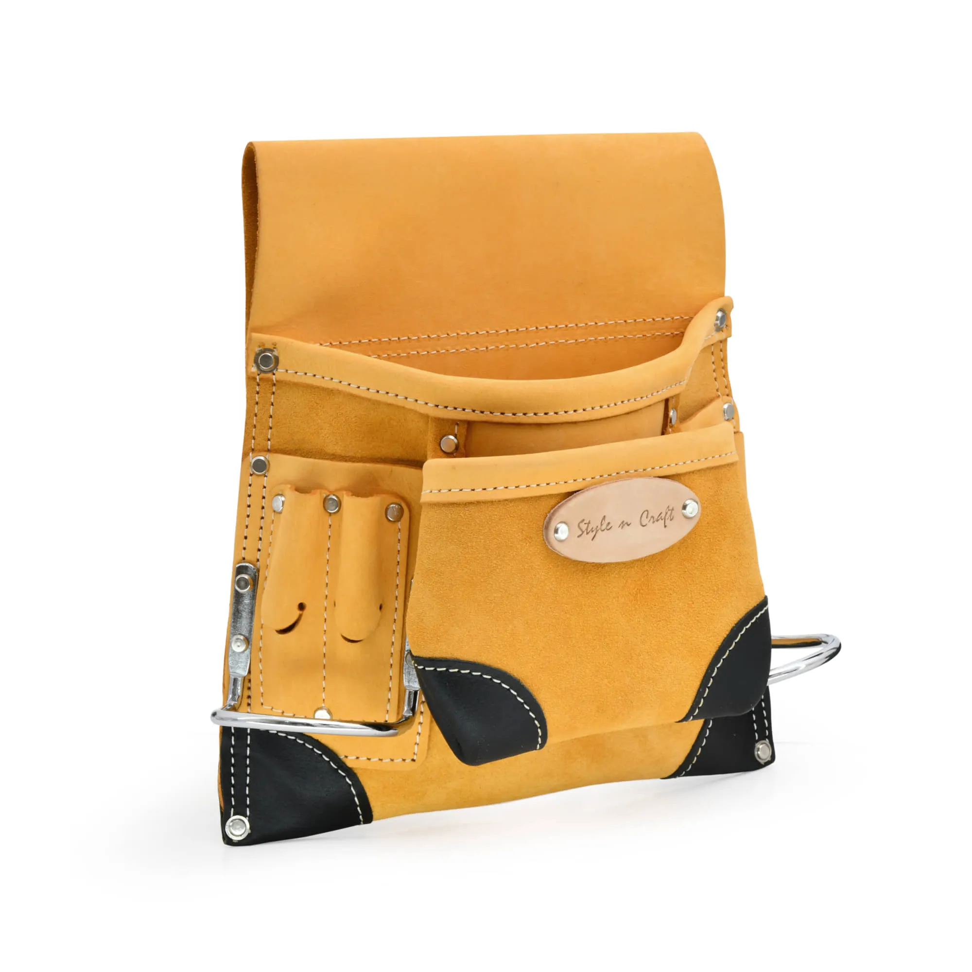 93823 - 8 Pocket Carpenter's Nail & Tool Pouch in Full Grain Leather | Style n Craft