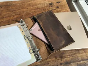 A5 planner, 3 ring binder, Leather a5 notebook, iPad mini pocket organizer