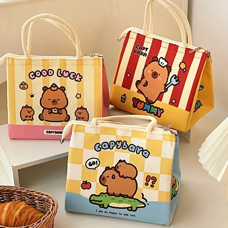 Adorable Capybara Lunch Tote Bag 🐾 Insulated Bento Bag for Girls & Women 🎒💖 Cute & Stylish Meal Carrier!