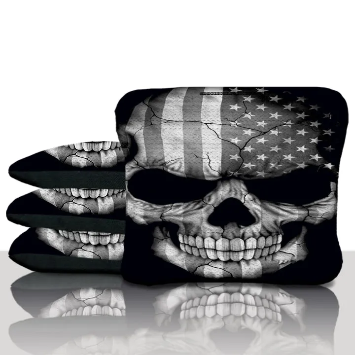 American Flag Punisher Gray Skull Cornhole Bags