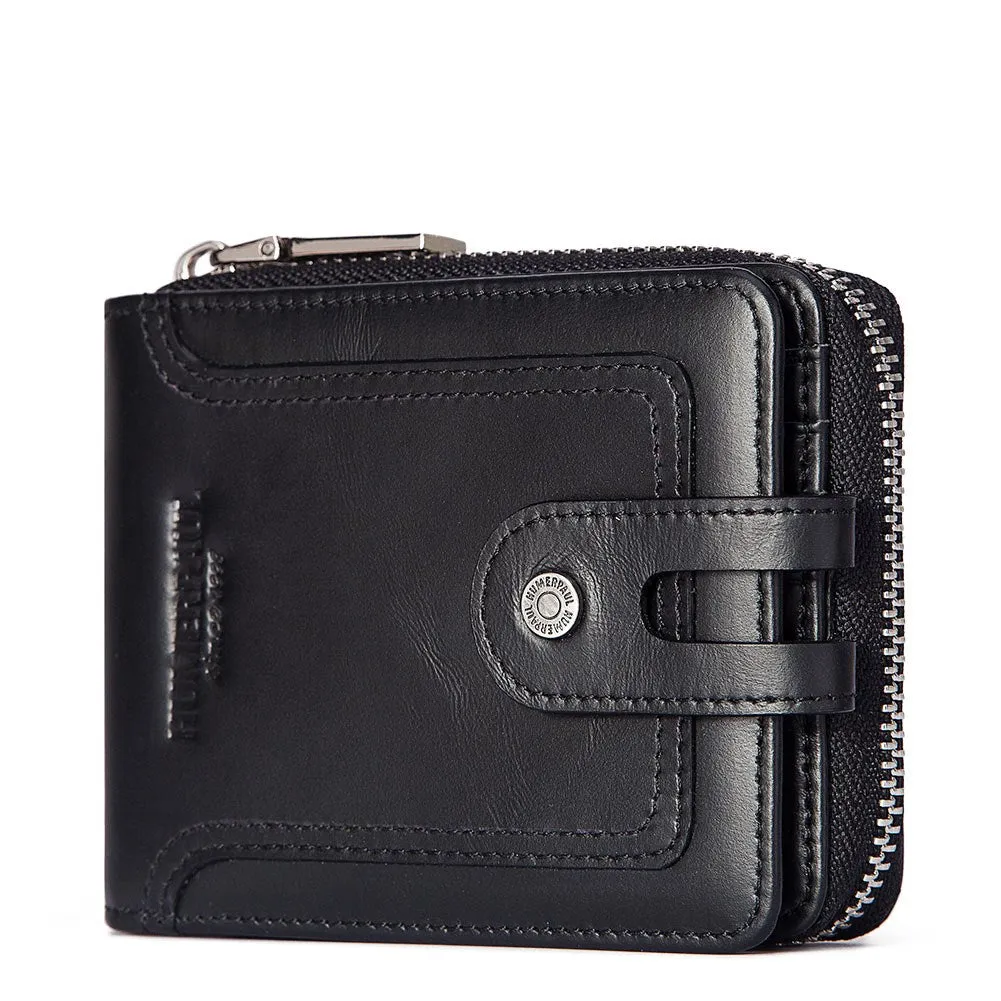 Anti-theft Brush Men's Leather Short Wallet