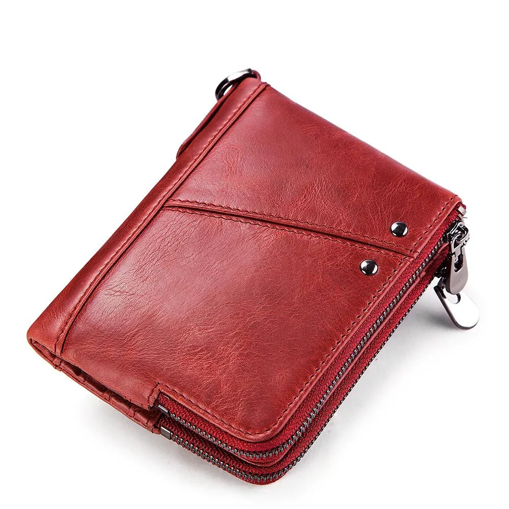 Anti-theft brushed RFID leather ladies wallet