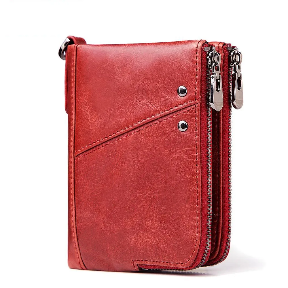 Anti-theft brushed RFID leather ladies wallet