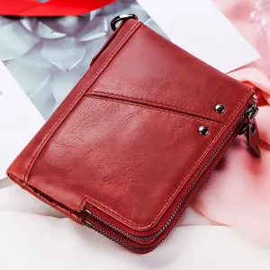 Anti-theft brushed RFID leather ladies wallet