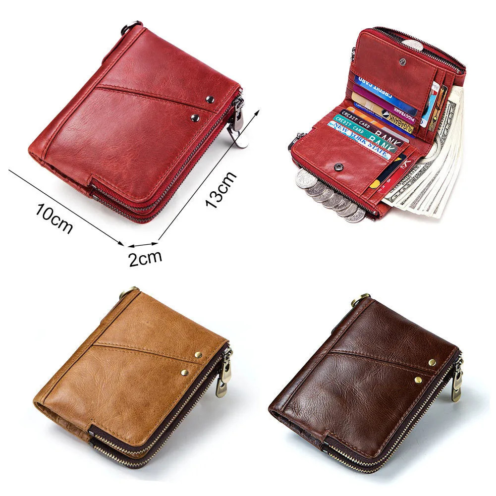 Anti-theft brushed RFID leather ladies wallet