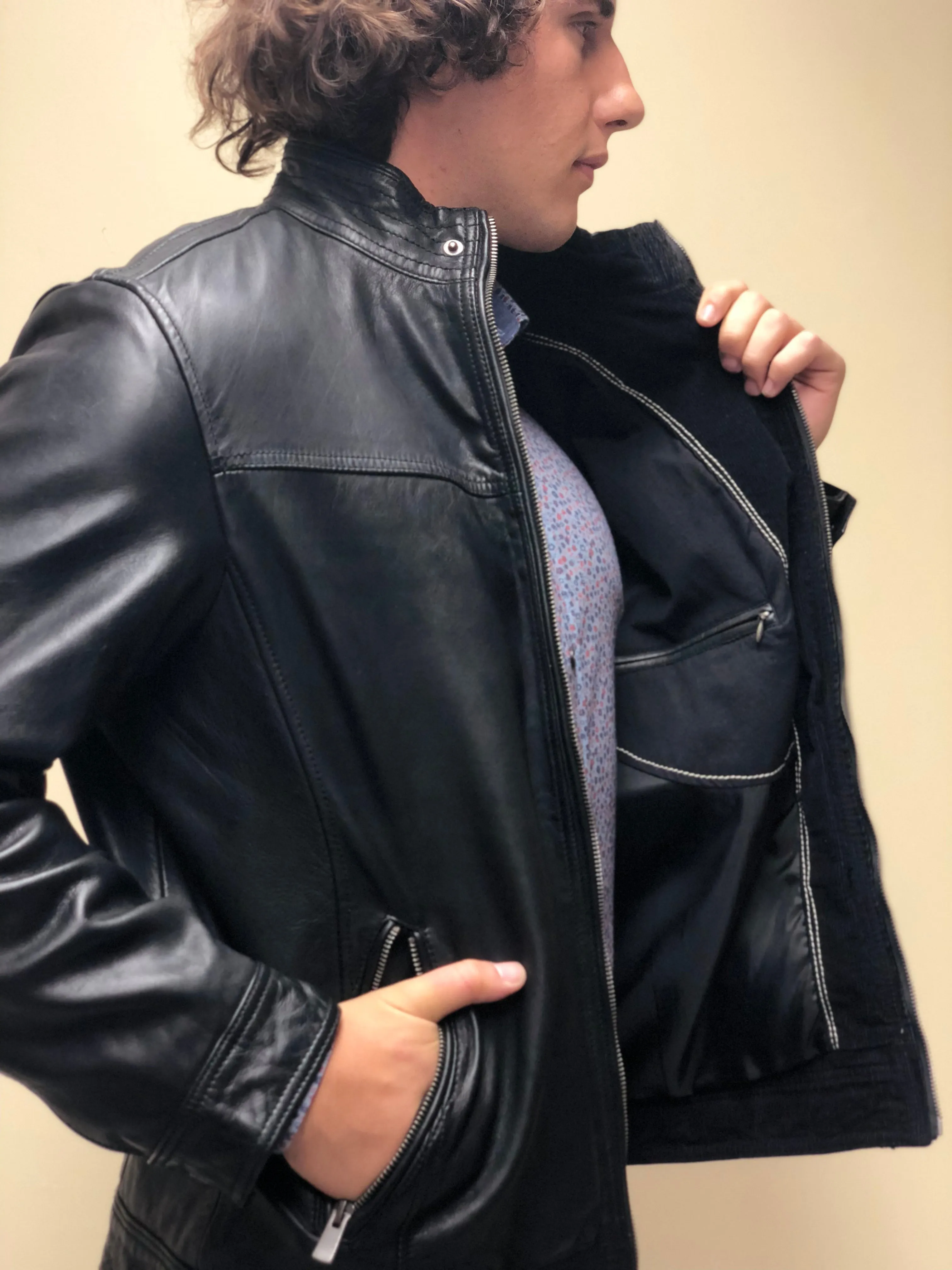 Antiqued Lambskin Leather Jacket