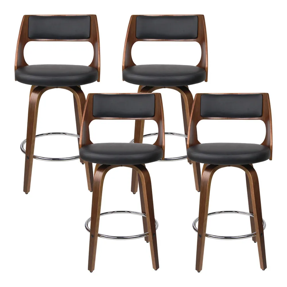Artiss 4x Bar Stools Swivel Leather Chair 76cm