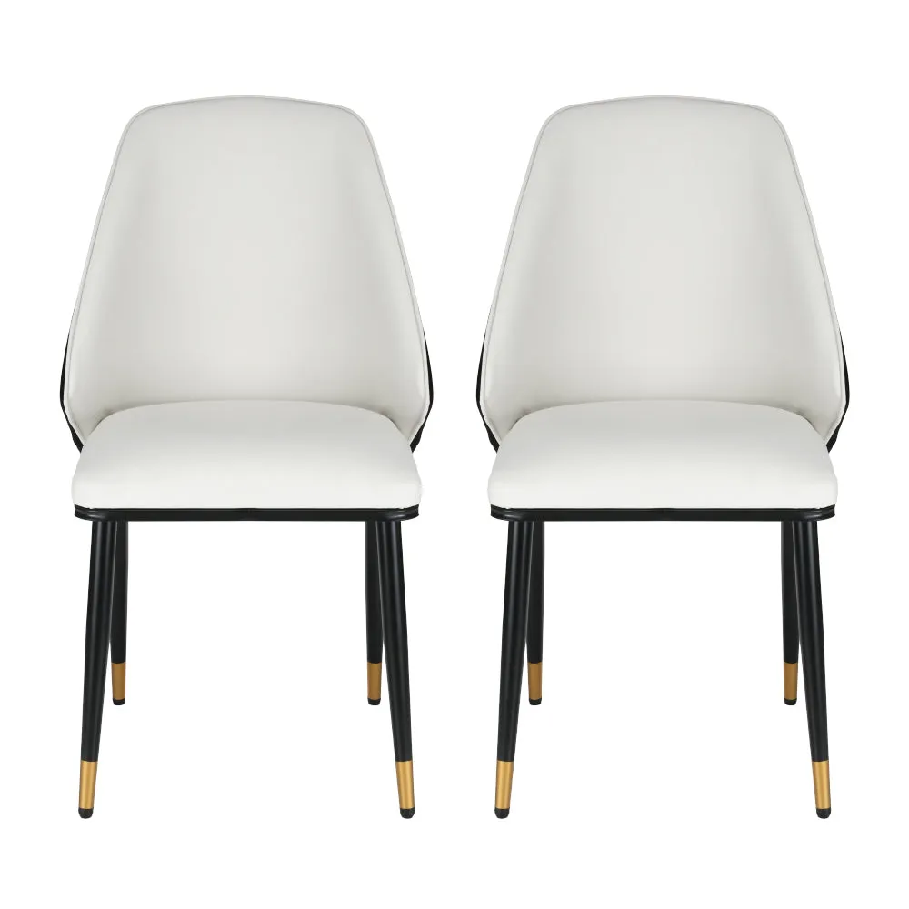 Artiss Dining Chairs Set of 2 Leather Seat Beige and Black