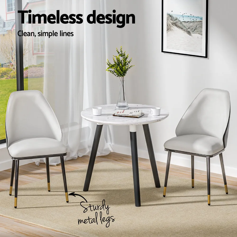 Artiss Dining Chairs Set of 2 Leather Seat Beige and Black