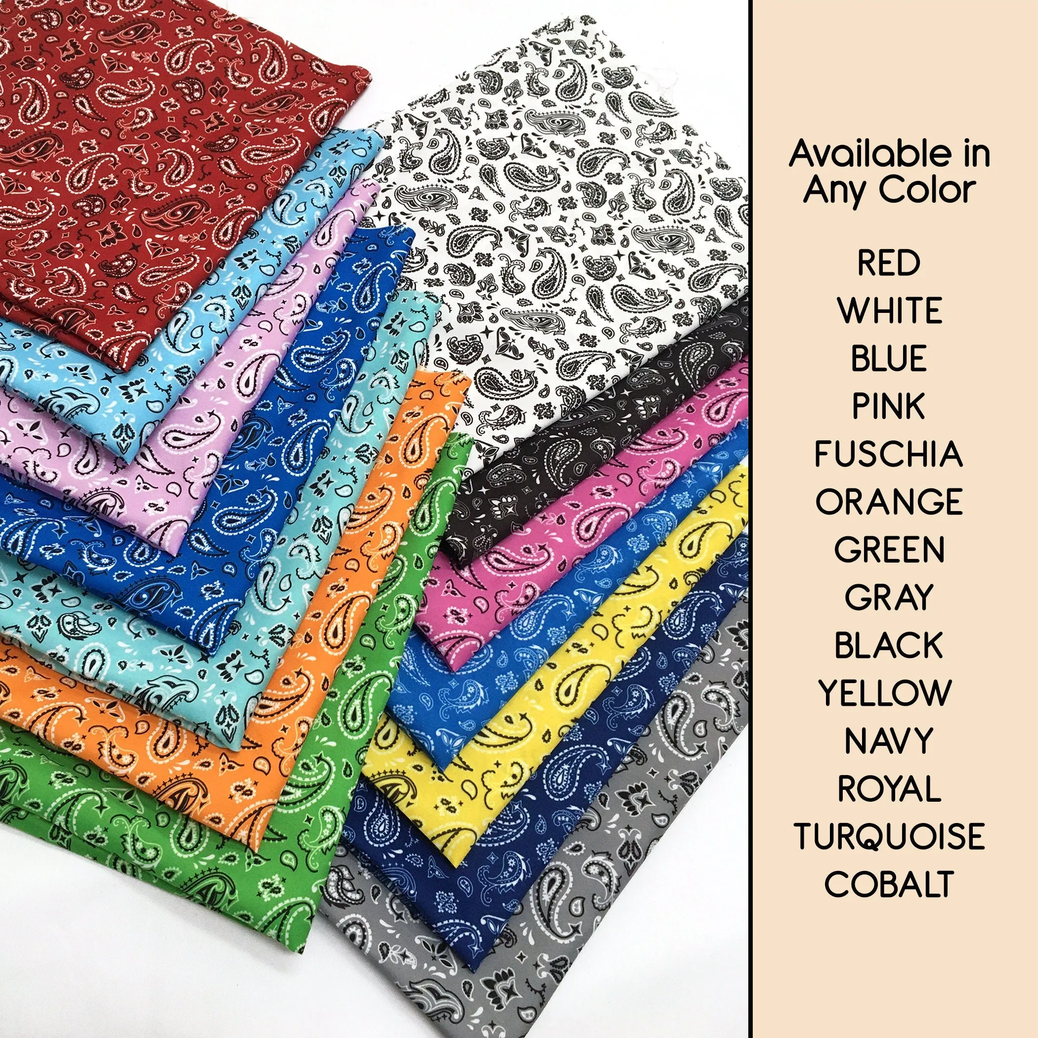 Bandana Paisley Fabric By the Yard in Black and White