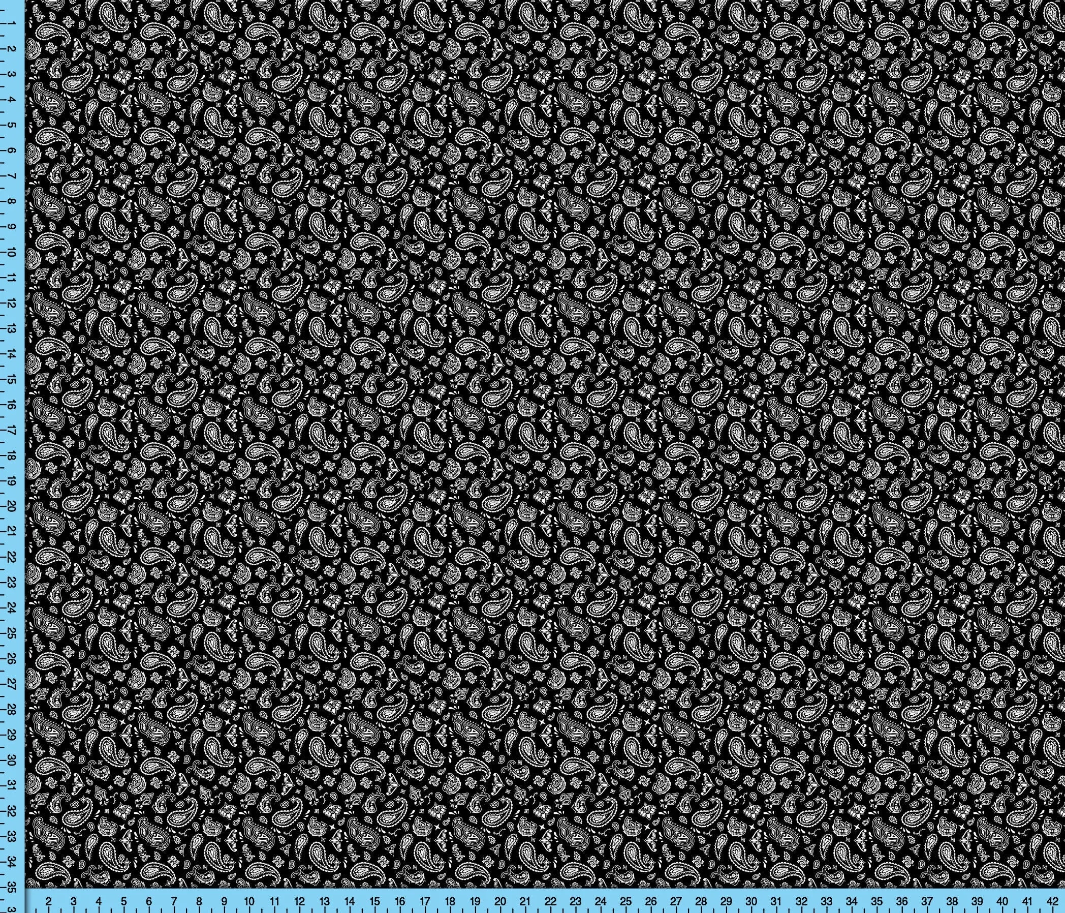 Bandana Paisley Fabric By the Yard in Black and White