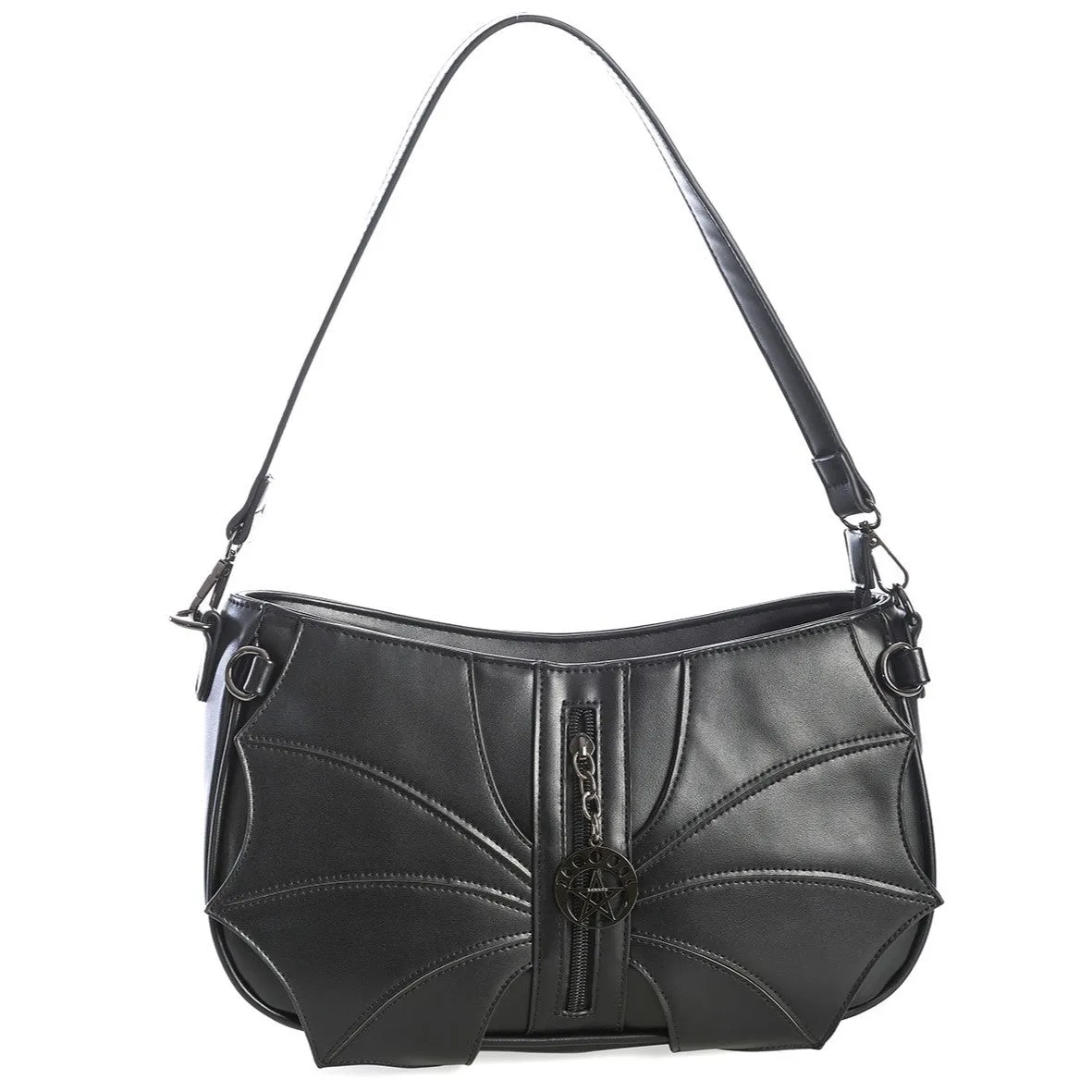 Banned Malachi Pentagram Batwing Cross Body Satchel Goth Bag