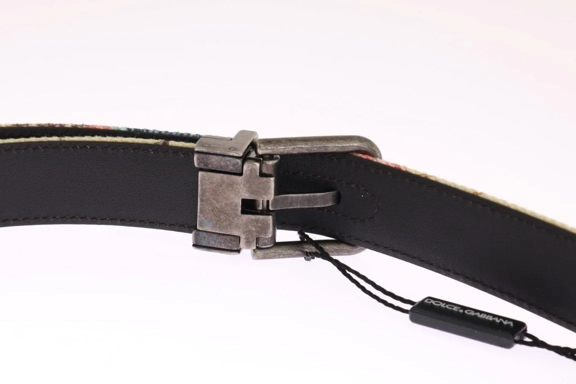 Beige Denim Leather Belt