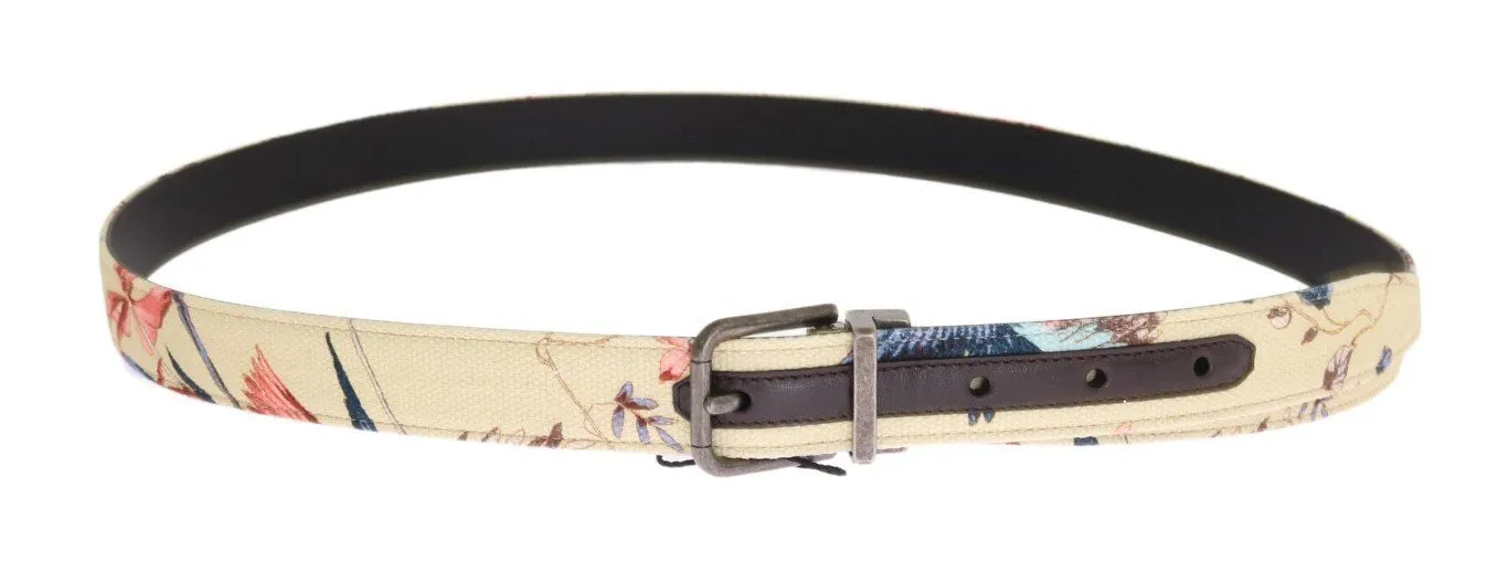Beige Denim Leather Belt