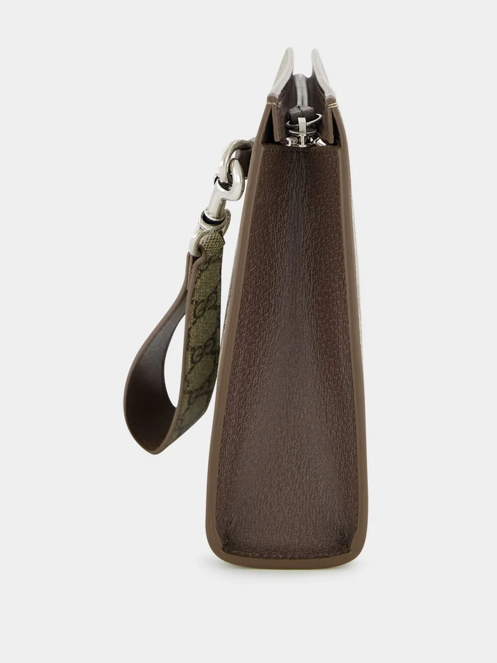 Beige GG Supreme Pouch with Brown Leather Trim