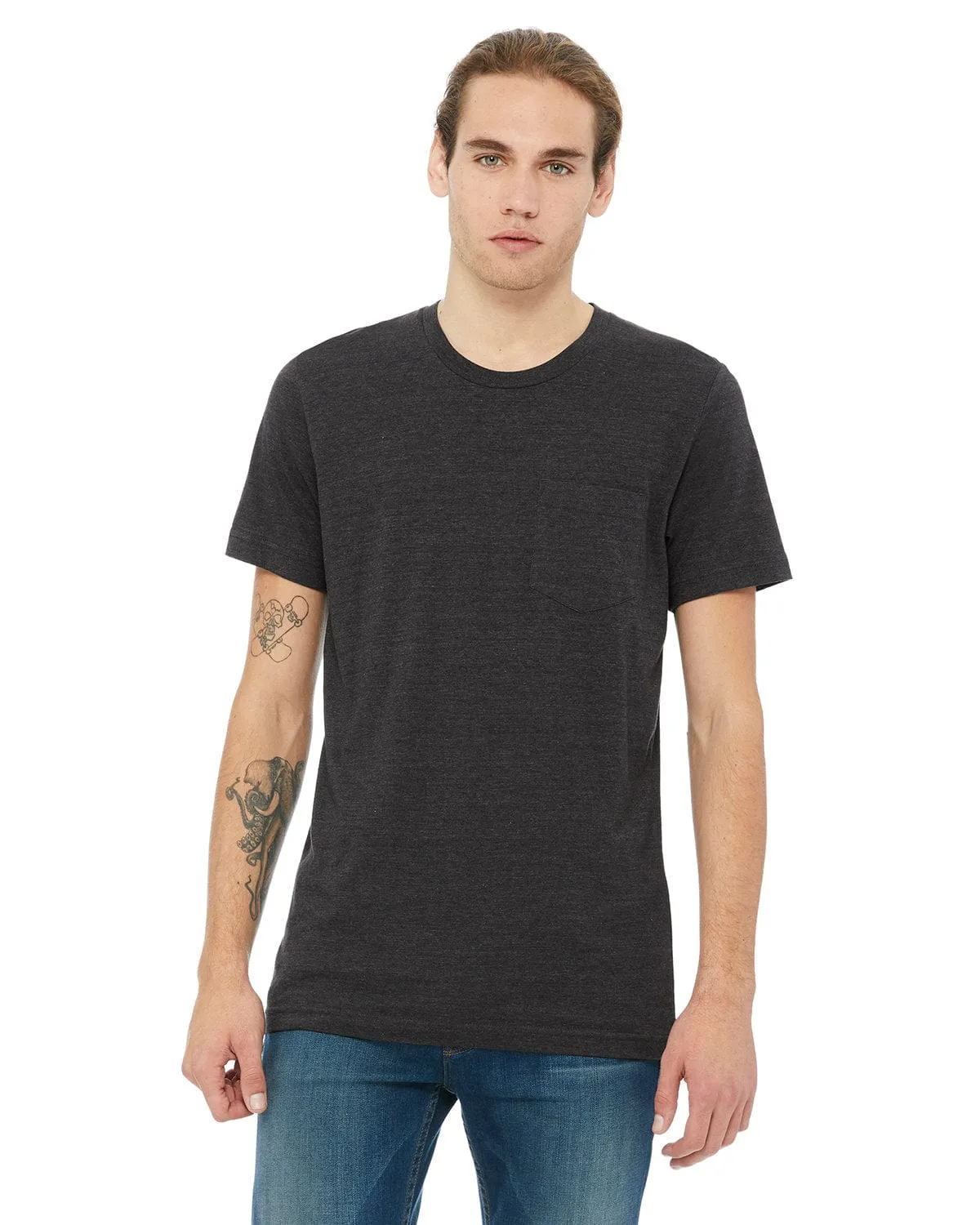 Bella Canvas Jersey Pocket T-Shirt | Dk Grey Hthr