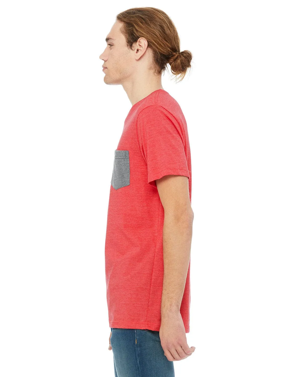Bella Canvas Jersey Pocket T-Shirt | Hthr Red/ Dp Hth