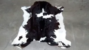 Black & White Calfskin Rug Size 3ft x 3ft - Premium Quality Cowhide Rug