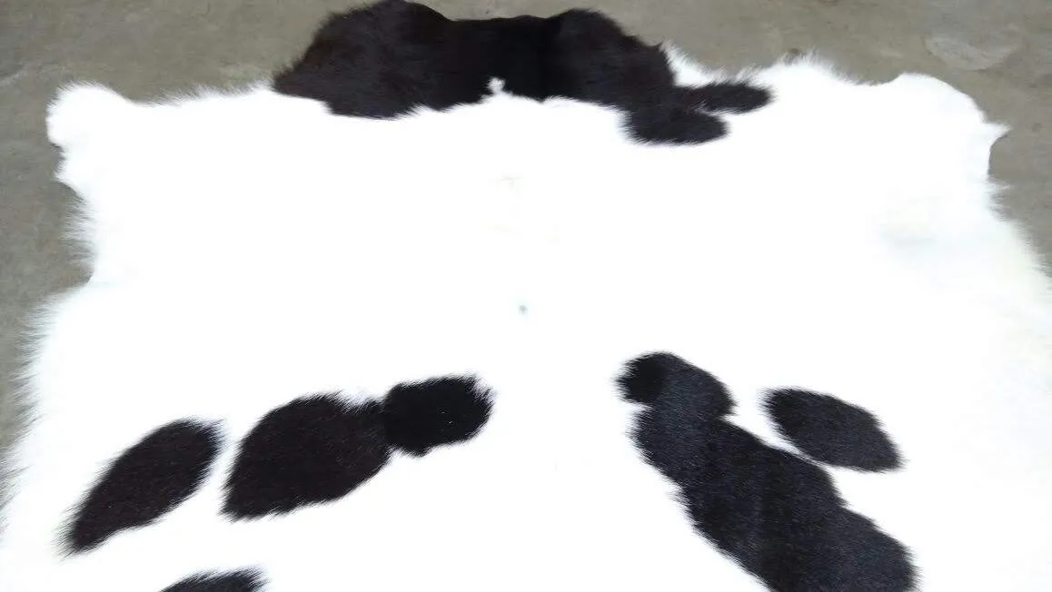 Black & White Calfskin Rug  Size 3ft x 3ft - Premium Quality Cowhide Rug