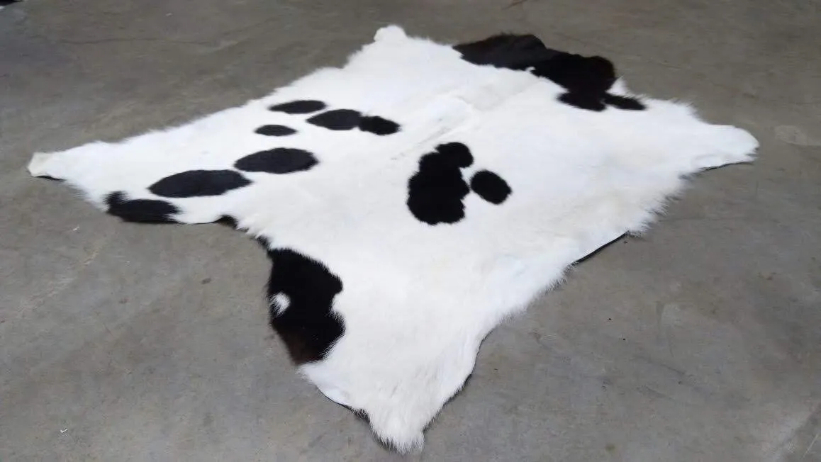 Black & White Calfskin Rug  Size 3ft x 3ft - Premium Quality Cowhide Rug
