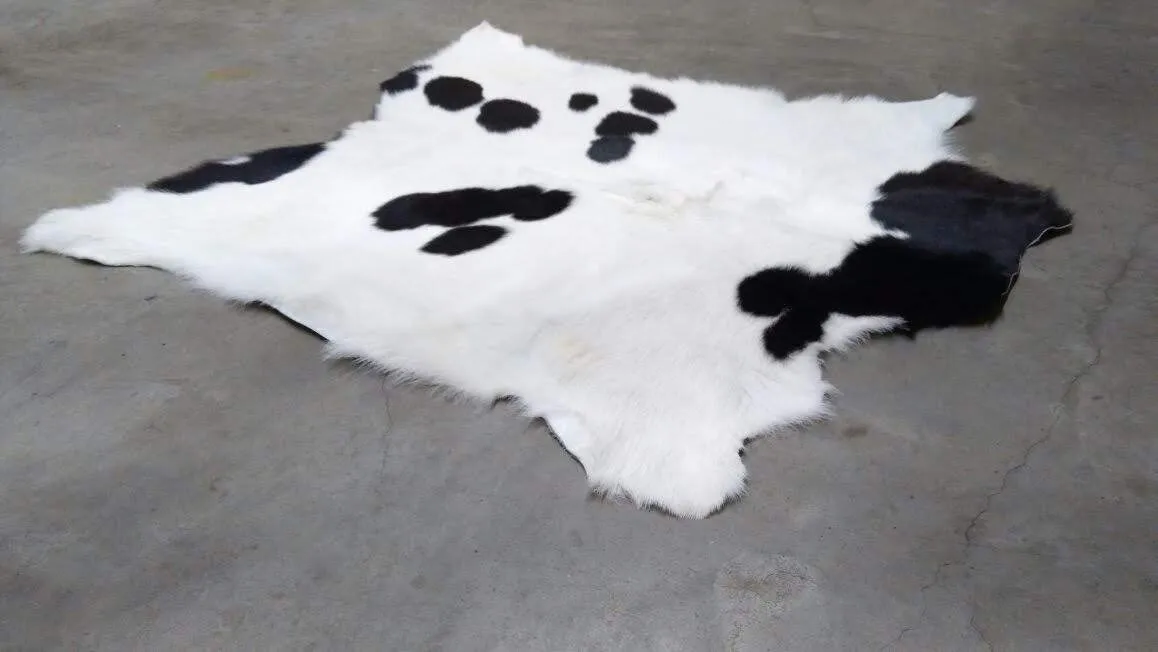 Black & White Calfskin Rug  Size 3ft x 3ft - Premium Quality Cowhide Rug