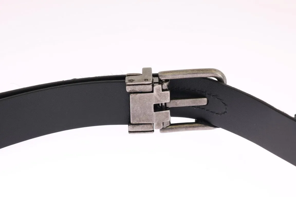 Black Pony Fur Leather Belt