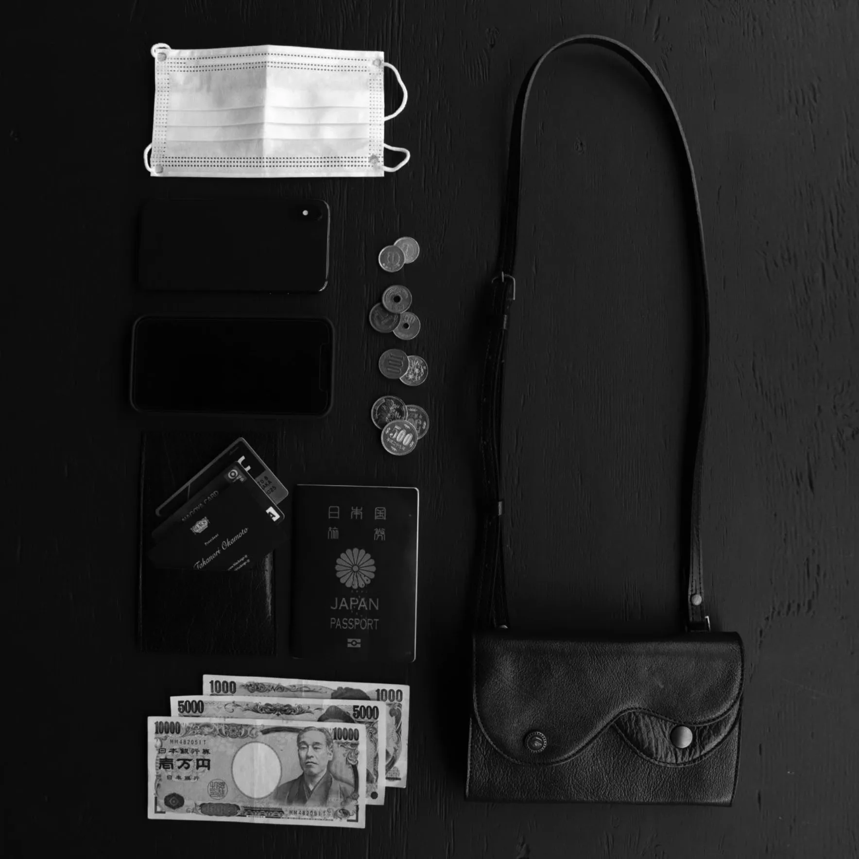 Black Sign Black Eye Double Flap Utility Passport Bag