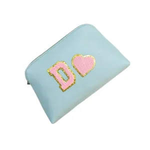 Blue Multipurpose Pouch with single Pocket | PU Leather Pouch with Motifs