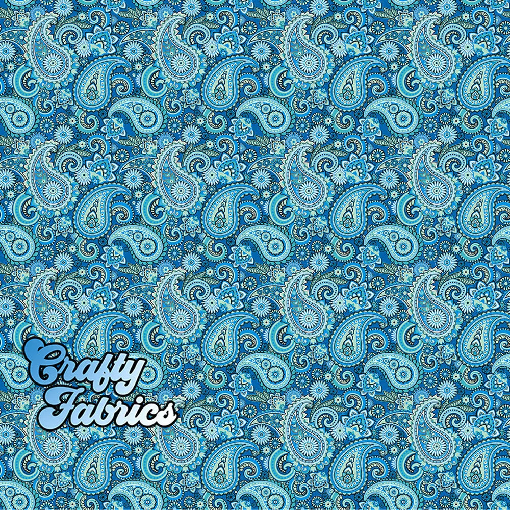 Blue Paisley Fabric By the Yard, Half Yard or Fat Quarter