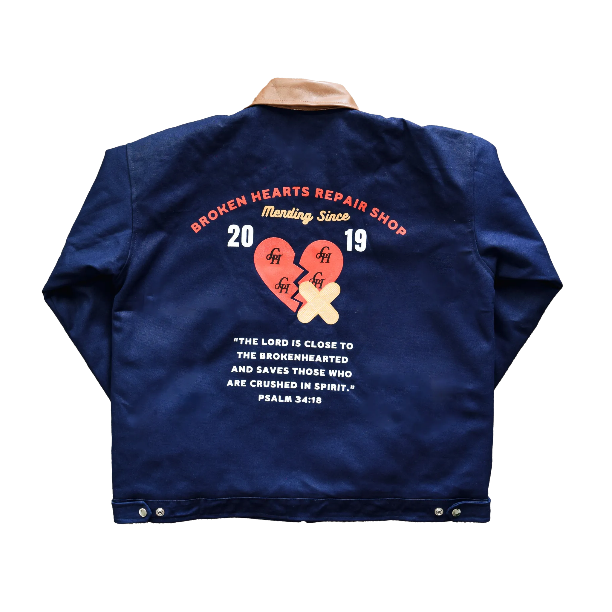 Broken Hearts Repair Shop Trucker Jacket- Navy