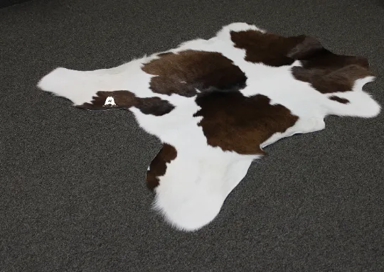 Brown & White  Calfskin Rug Size 3ft x 3ft - Premium Quality Cowhide Rug