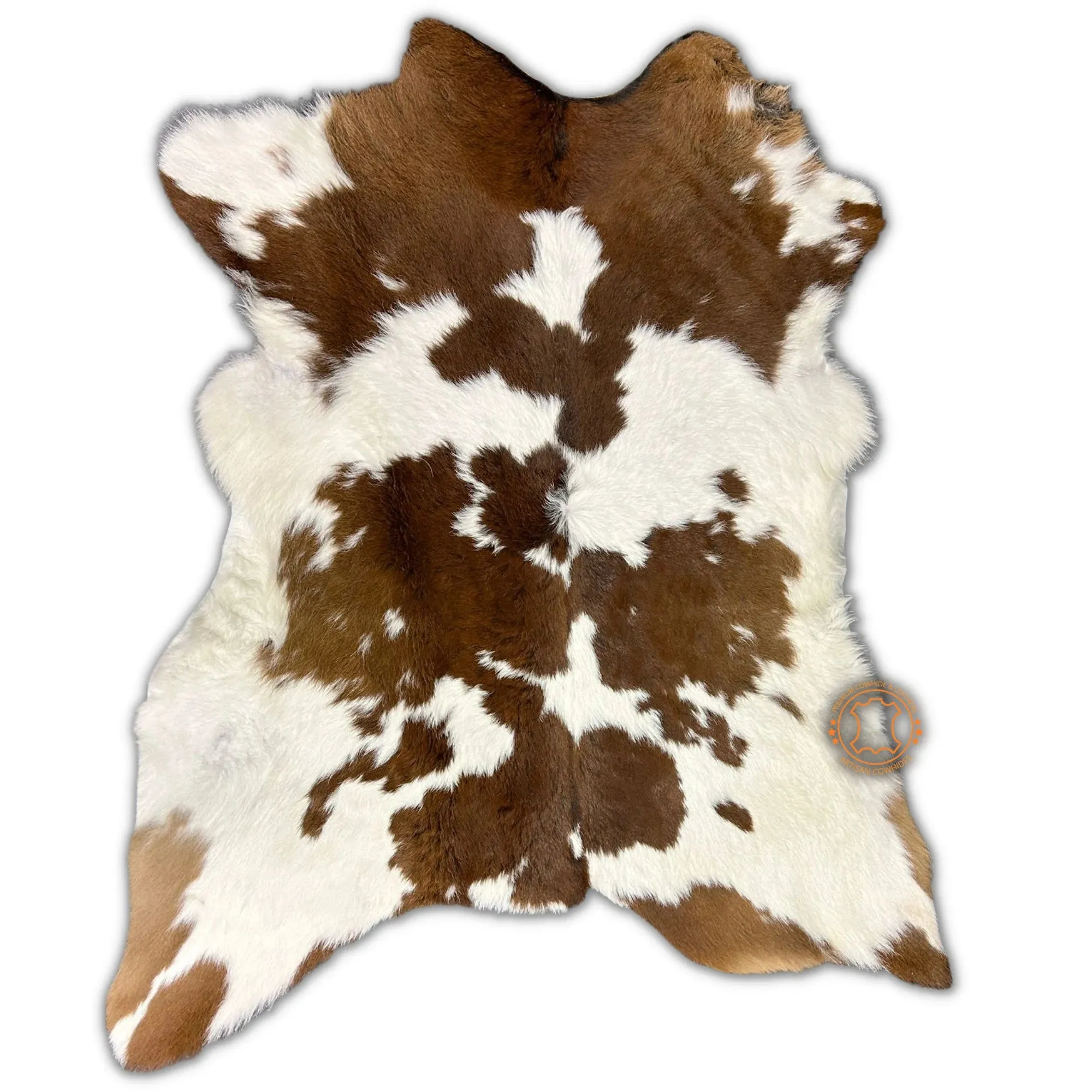 Brown & White Calfskin Rug - Size 43 x 36 inches  - Premium Quality Cowhide Rug