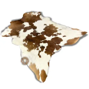 Brown & White Calfskin Rug - Size 43 x 36 inches  - Premium Quality Cowhide Rug