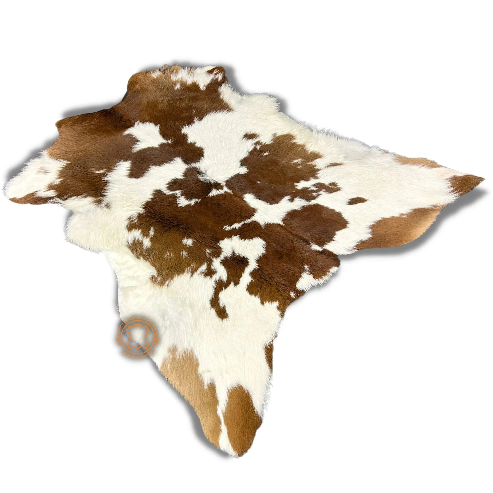Brown & White Calfskin Rug - Size 43 x 36 inches  - Premium Quality Cowhide Rug