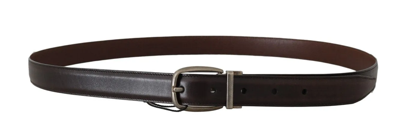 Brown Leather Gray Detachable Buckle Belt