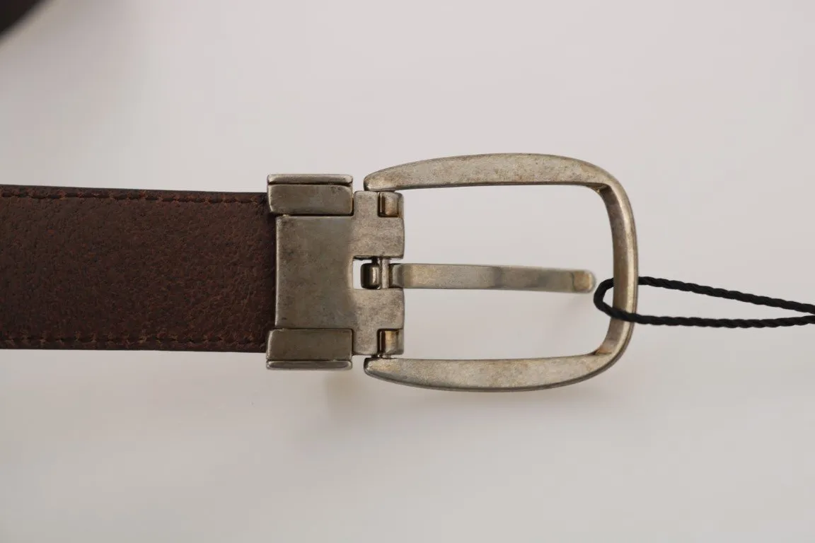 Brown Leather Gray Detachable Buckle Belt