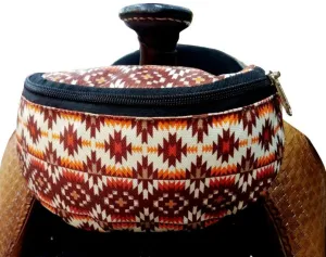 Burned Aztec Print Insulated Nylon Saddle Pouch
