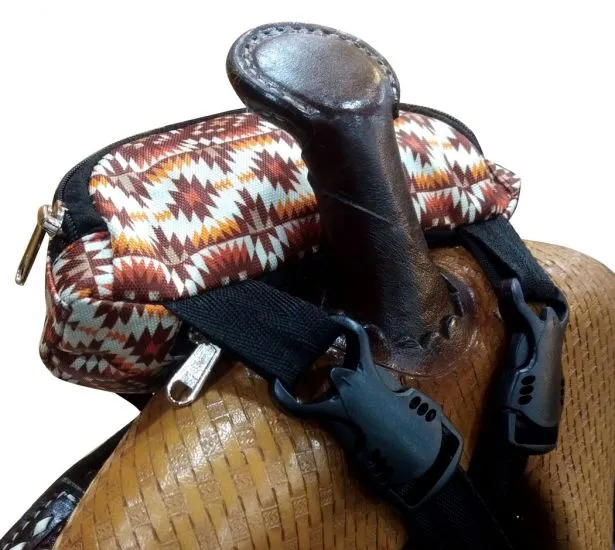 Burned Aztec Print Insulated Nylon Saddle Pouch