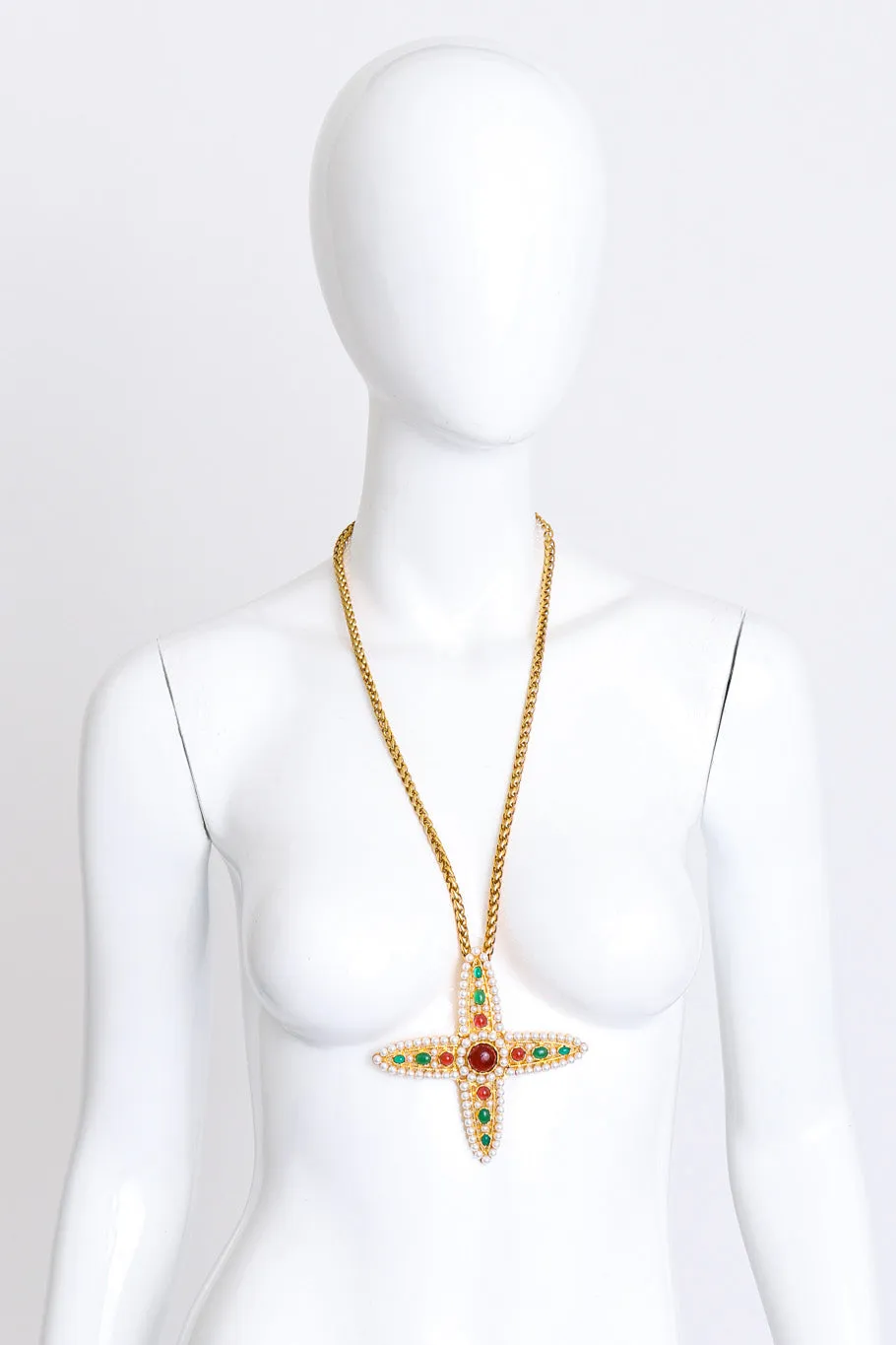 Cabochon Cross Detachable Brooch Pendant Necklace