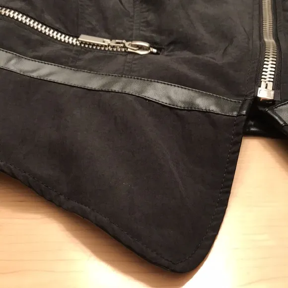 Cache Black Faux Leather and Nylon Jacket Sz L