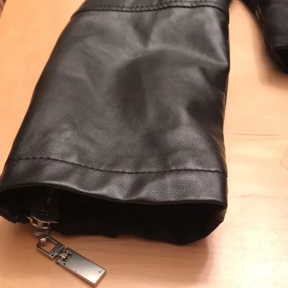 Cache Black Faux Leather and Nylon Jacket Sz L