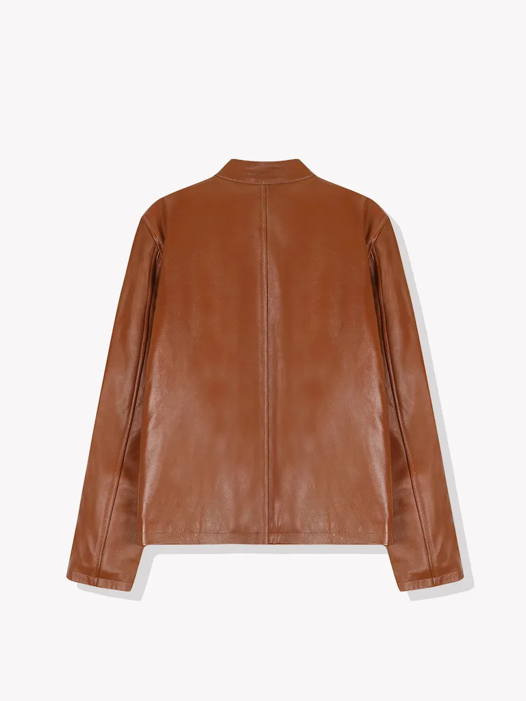 Cafe Racer Leather Jacket-Brown