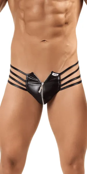 Candyman 99140 All Zipped Up Thong Black